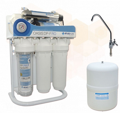 Система обратного осмоса Atlas Filtri OASIS DP-F PUMP-UV (лампа, насос, минерализатор) с каркасом RE6075360 