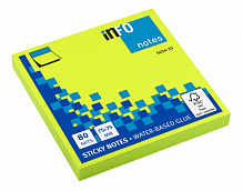 Блоки паперові самоклейкі з липким шаром Notes 75x75x80 neon green INFO