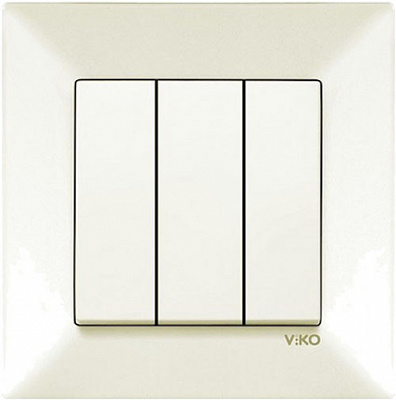 Вимикач кнопковий триклавішний Viko Meridian без підсвітки кремовий 90970268-WH