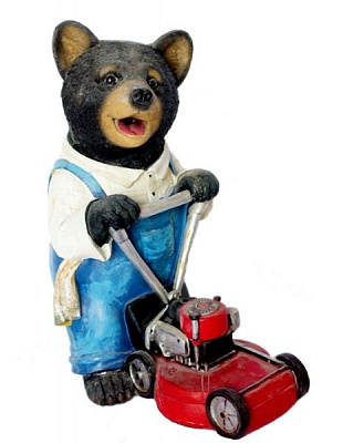 Фігура садова Elsa Ведмідь садівник з газонокосаркою 30 см