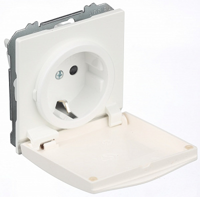 Розетка влагозащищенная с заземлением Siemens Style Шуко IP20 белый полярный 5UH12884WH