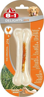 Ласощі 8 in 1 Кістка для чистки зубів з м'ясом курки Strong S 1 шт.