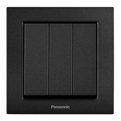 Вимикач пластик триклавішний Panasonic Karre Plus 55 без підсвітки чорний WDTC90152BL-UA1