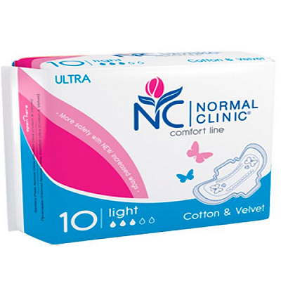 Прокладки гигиенические Normal Clinic Ultra Comfort Cotton&Velvet light 10 шт.