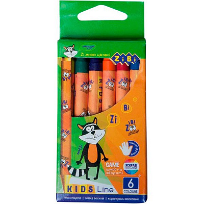 Набір олівців воскових 6 кольорів ZiBi