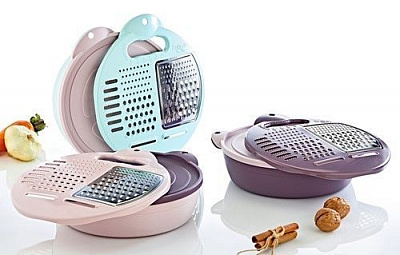 Терка с контейнером и крышкой 3-в-1 2246 в ассортименте Perfetto