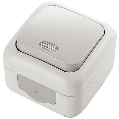 Вимикач одинарний Viko Palmiye IP53 25.09.0005 сірий