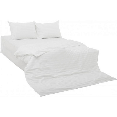 Комплект постельного белья Сатин страйп евро белый Ярослав