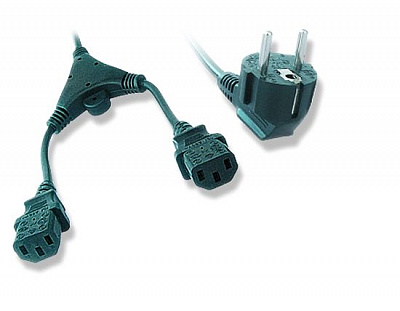 Кабель Cablexpert силовой 2 м черный (PC-186-ML6) CEE7/7-C13х2, Y-образный (155м+045м+045м) 