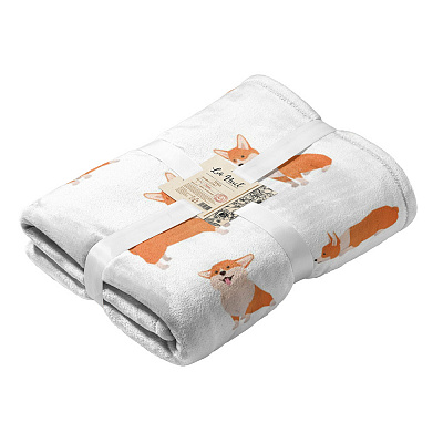 Плед CORGI 160x200 см белый с рисунком BILTEX