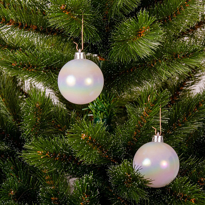 Набор елочных шаров Тайм Еко белый перламутр d 6 мм 6 шт./уп.