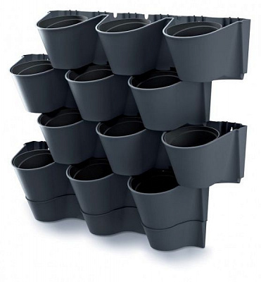 Набор горшков пластиковых Prosperplast CASCADE WALL 670х177х570 антрацит 