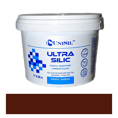 Антикорозийная акриловая эмаль UniSil Ultra Silic темно-коричневый шелковистый глянец 0,35л