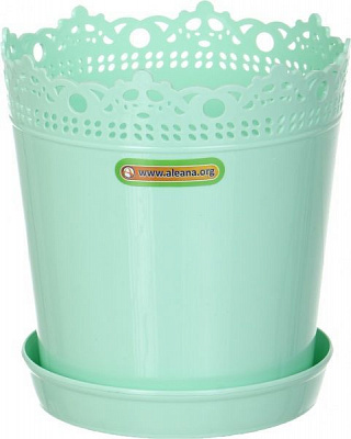 Горшок пластиковый Алеана Ришелье круглый 0,9л салатовый 