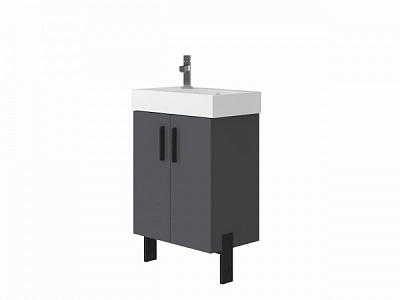 Тумба підлогова ЮВЕНТА Manhattan - 55 сірий з умивальником Stance-55