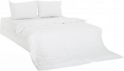 Комплект постельного белья Сатин страйп 1,5 белый Блакіт