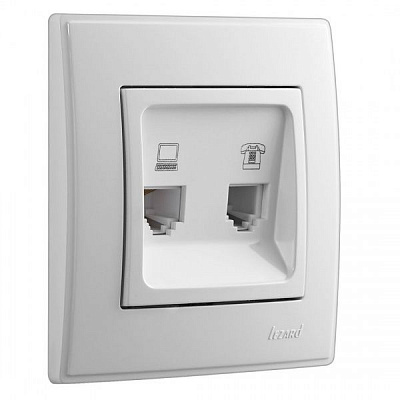 Розетка комп'ютерна + телефонна Lezard Lesya білий 705-0202-143
