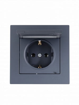 Розетка з кришкою побутова із заземленням Lezard Vesna шефілд грей 742-3488-123B
