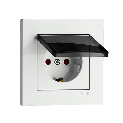 Механізм розетки побутова із заземленням EXEN Karell IP20 білий 290-000103-240