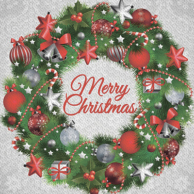 Серветки столові Silken Різдвяний віночок 33х33 см 12 шт.