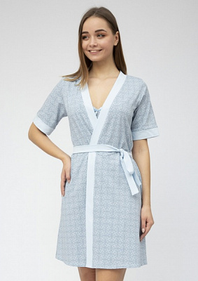 Халат женский Roksana Verona 1159/16398 р. 3XL голубой с рисунком 