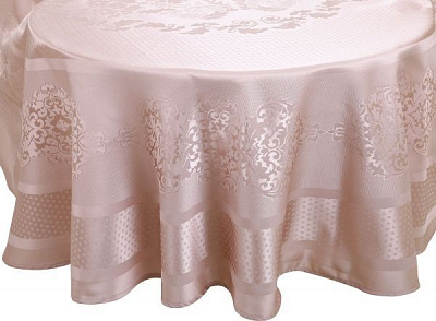 Скатерть жакард пано овальная 160x220 см бежевый Karna 