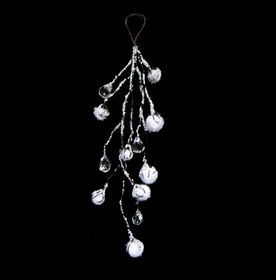 Декорация новогодняя Подвеска с хлопковыми шариками и кристаликами 32 см EPI-SA5826H8 