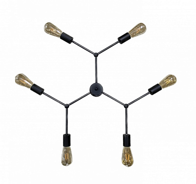 Люстра потолочная Геотон MOLEC-6BK 6x40 Вт E27 черный 49565