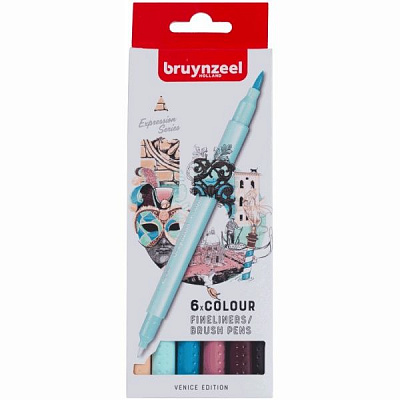 Набор линеров-кистей Bruynzeel Brushpen Venice 6 цветов 