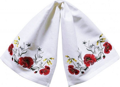 Полотенце Маки 35x90 см Галерея льна белый 