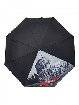 Зонт AVK 377-2 Автомобиль черный с серым 