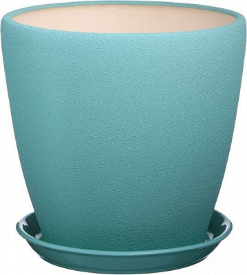 Горшок керамический Ориана-Запорожкерамика Грация №1 шелк бирюзовый круглый 10л бирюзовый (056-1-079) 