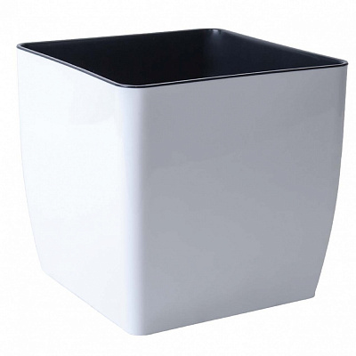 Вазон пластик Квадро низкий 27х27х26 см квадратный белый 14 л Алеана