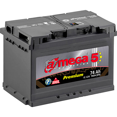 Аккумулятор автомобильный A-MEGA Premium 74А 12 B «+» справа