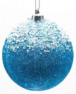 Шар новогодний Глиттер d80 белый/фиолетовый