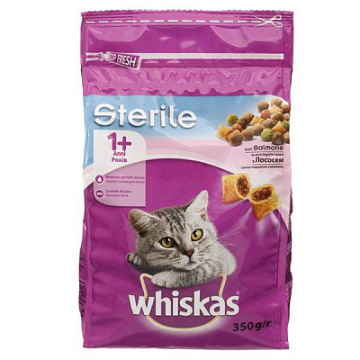 Корм Whiskas Sterile с лососем 350 г 