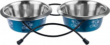 Набор мисок Lilli Pet Double Dinner 2x400 мл с подставкой синий 20-5667
