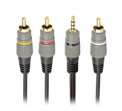 Кабель Cablexpert 1,5 м чорний (CCAP-4P3R-1.5M) Аудіо-відео 3.5 Jack (4pin) -3RCA