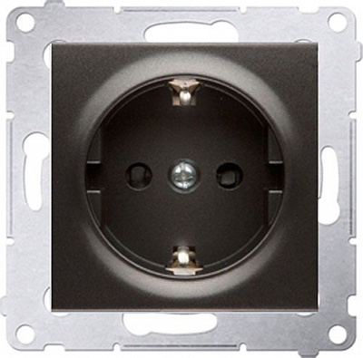 Розетка із заземленням Simon Premium без шторок антрацит DGSZ1Z.01/48
