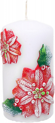 Свічка Циліндр декоративна Різдвяник червона 70х120 Pako-If