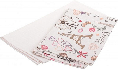 Набір рушників вафельних Paris 45x60 см UP! (Underprice) кремовий/із принтом