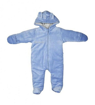 Комбінезон Bambinelli велюр утеплений з вишивкою блакитний р.62