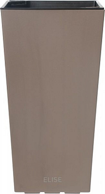 Горшок пластиковый Plastkon ELISE матовый квадратный 14,4л коричневый 