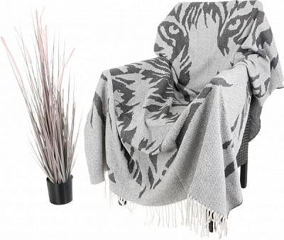 Плед Валенсия Тигр 140x200 см светло-серый с принтом Vladi 