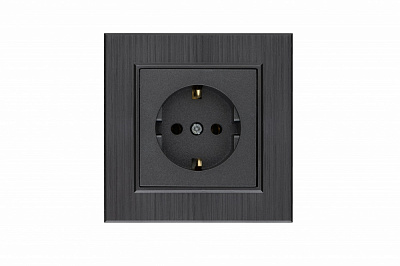 Механізм розетки із заземленням Makel Karea IP20 димчастий 57050028