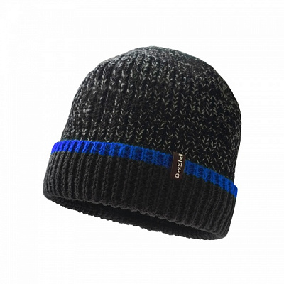 Шапка Dexshell водонепроникна Cuffed Beanie, DH353BLU (56-58 см) з блакитною смужкою DH353BLUSM р.S-M black