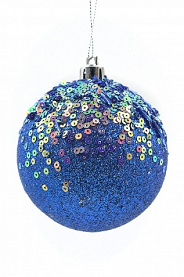 Куля новорічна Конфетті 80 мм синій 8197