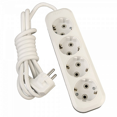 Подовжувач ALFA із заземленням 4 гн. білий 2 м 52080422