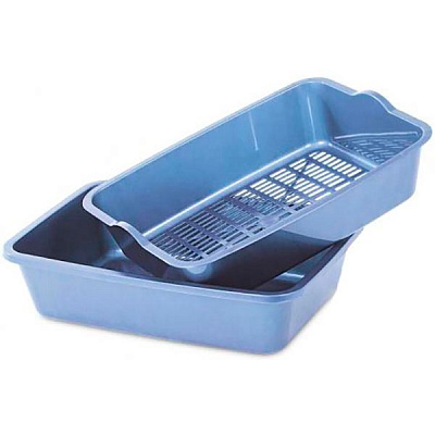 Туалет Природа для котів з сіткою «Барсік» 30 x 40 x 11 см (пластик, кольори в асортименті)