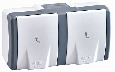 Розетка подвійна із заземленням Mono Octans сірий 154-020007-120